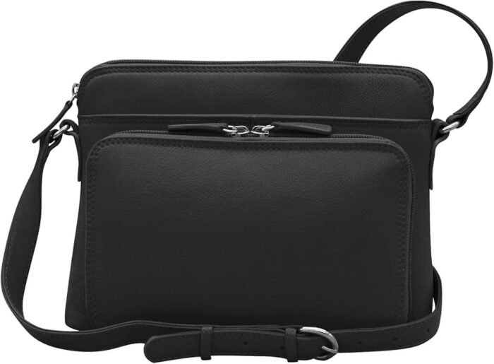 ili New York Bolsos cruzados de cuero genuino para mujer, organizador de hombro con bloqueo RFID de primera calidad con correa ajustable