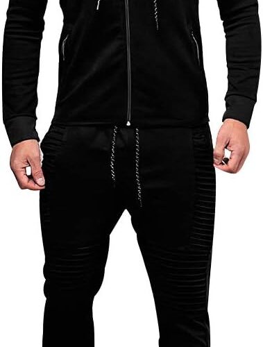 Chándal casual para hombre con capucha y cremallera completa – Ideal para correr y deportes