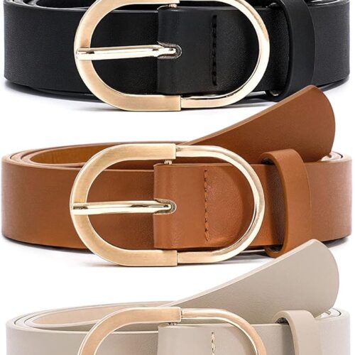 💫 VONMELLI – Pack de 3 Cinturones para Mujer | Estilo, Versatilidad y Elegancia con Hebilla Dorada
