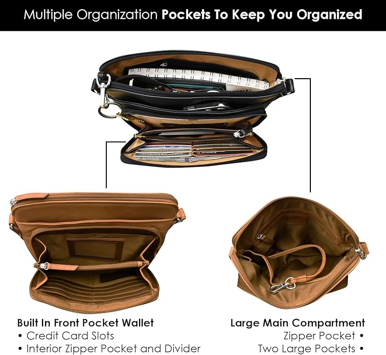 ili New York – Bolso cruzado de cuero genuino para mujer con bloqueo RFID y correa ajustable - Imagen 4