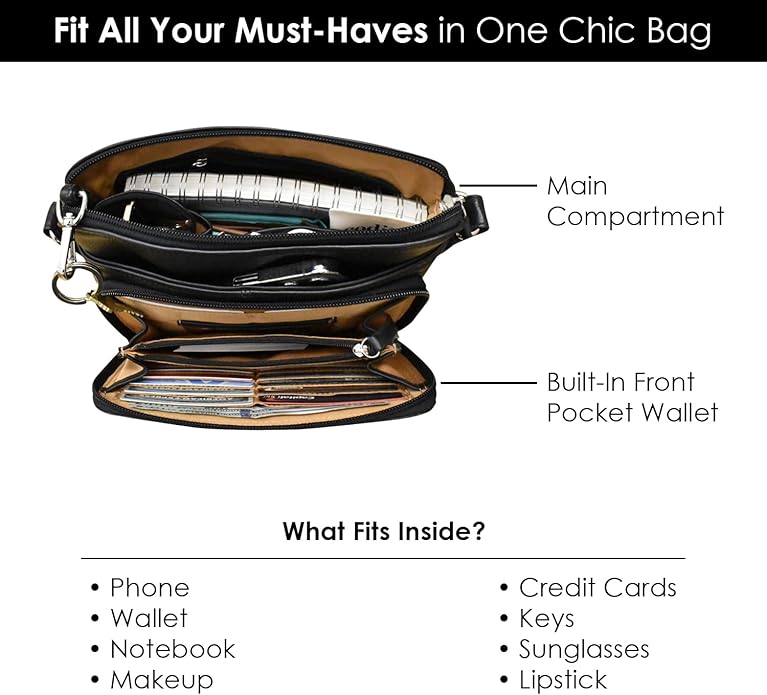 ili New York – Bolso cruzado de cuero genuino para mujer con bloqueo RFID y correa ajustable - Imagen 3